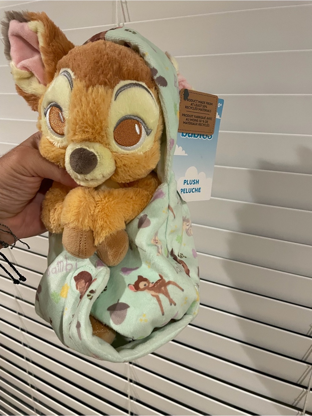 Disney Bambi Plush with Mint Green Woodland Blanket